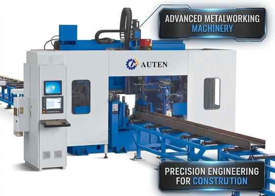 55KW Total Power Cnc I Beam Drilling Sawing Processing Machine Line 3 Tool Magazines